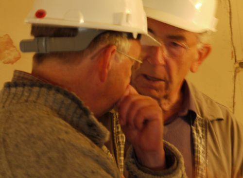 David and Tom discuss paint colours for the East Church, Cromarty